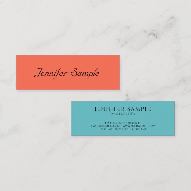 Elegant Colours Handwritten Script Modern Template Mini Business Card (Front/Back)