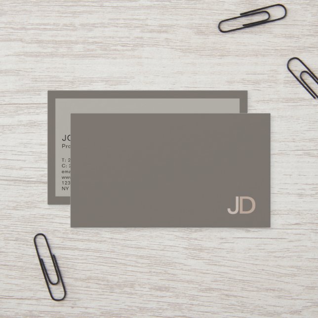 Elegant Colours Modern Professional Monogram Plain Business Card (Front/Back In Situ)