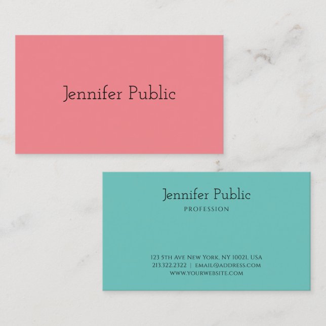 Elegant Colours Modern Simple Template Customisabl Business Card (Front/Back)