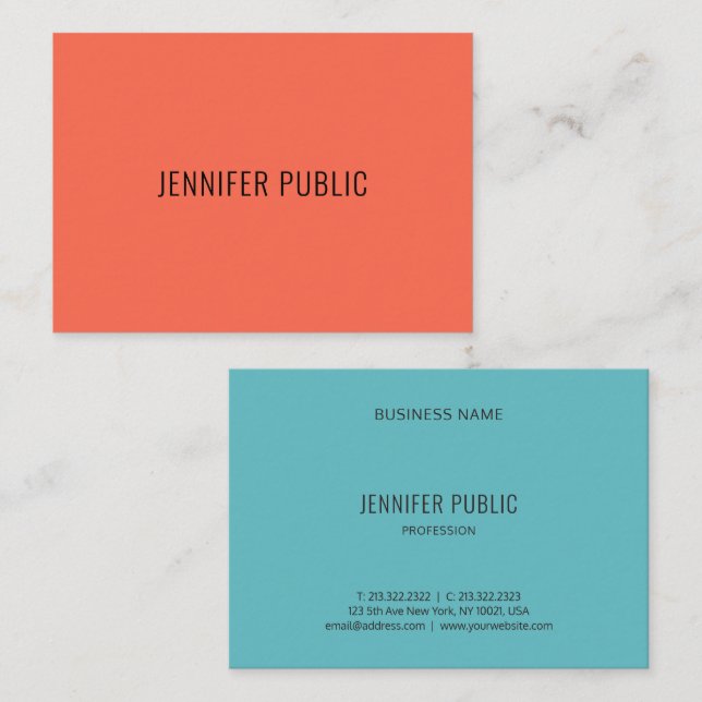 Elegant Colours Modern Simple Template Professiona Business Card (Front/Back)
