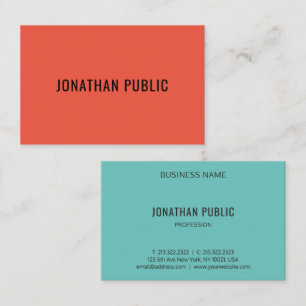 Elegant Colours Orange Red Blue Modern Simple Business Card