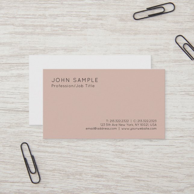 Elegant Colours Professional Minimalist Plain Business Card (Front/Back In Situ)