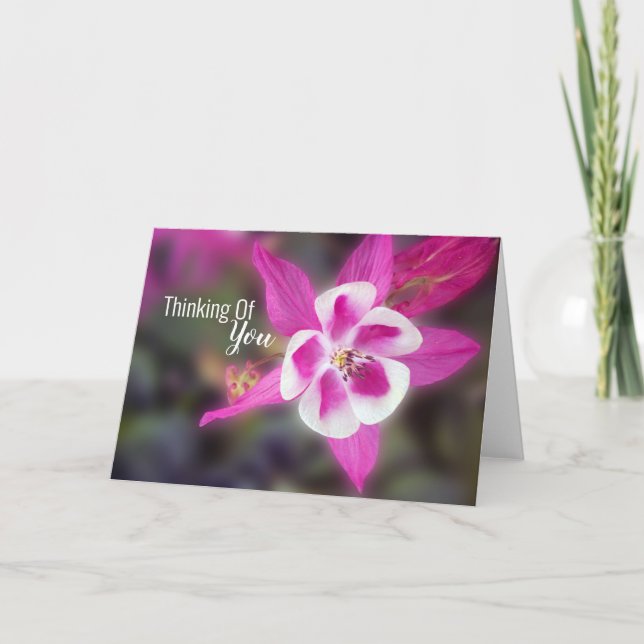 Elegant Columbine Pink Thinking Of You Card (Front)