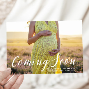 Elegant Coming Soon Photo Pregnancy Announcement