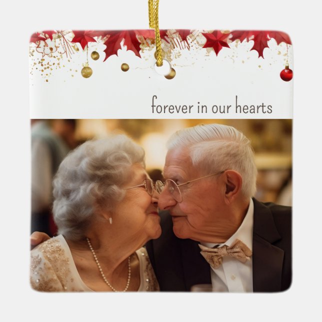 Elegant Commemorative Memorial Christmas Ceramic Ornament (Front)