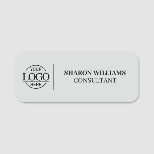 Elegant Company Business Logo Employee Magnetic Name Tag (Front)
