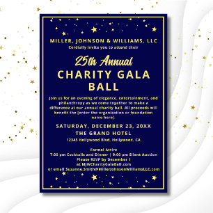 Elegant Company Charity Gala Ball Blue Gold Invitation