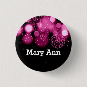 Elegant Company Christmas Name Tag Pink 3 Cm Round Badge