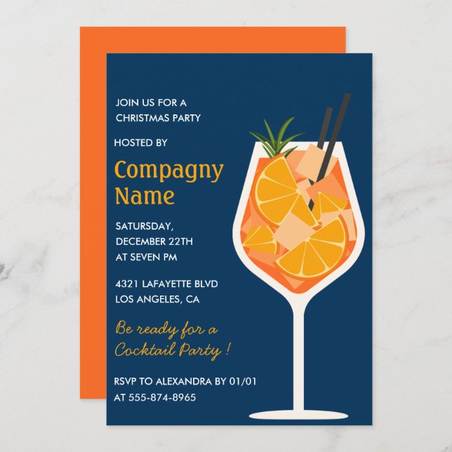 Elegant Company Christmas Party  Cocktail Modern Invitation (Front/Back)