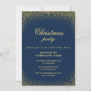Elegant Company Christmas Party Gold Navy Glam Invitation