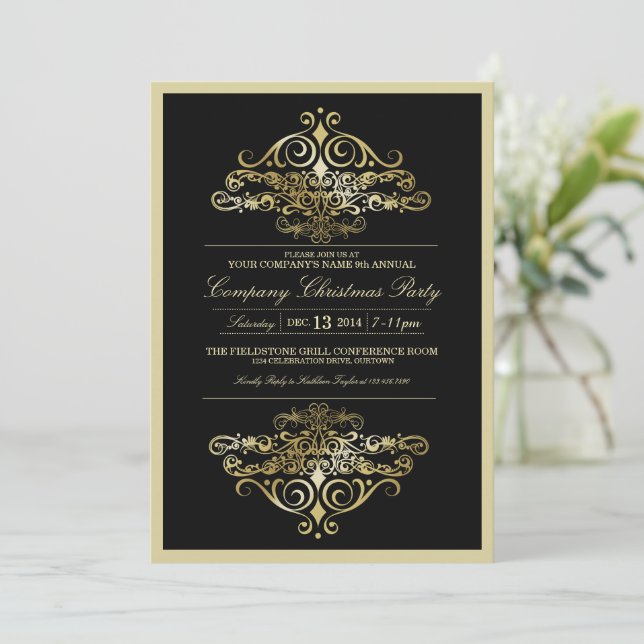 Elegant Company Christmas Party Invitation (Standing Front)