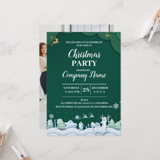 Elegant Company Cocktail Christmas Party   Invitat Invitation (Front/Back In Situ)