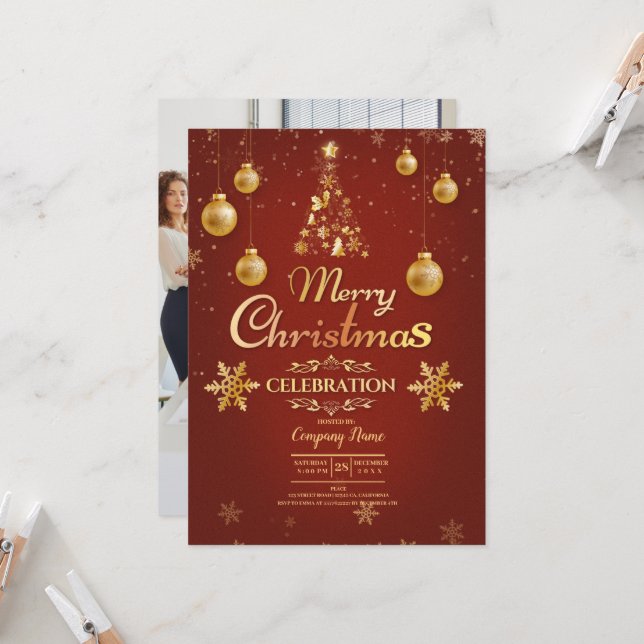 Elegant Company Cocktail Christmas Party Invitatio Invitation (Front/Back In Situ)