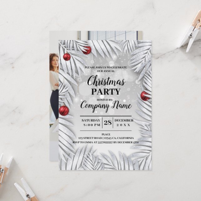 Elegant Company Cocktail Christmas Party Invitatio Invitation (Front/Back In Situ)