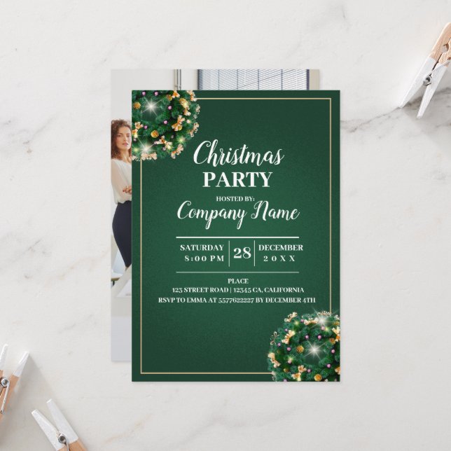 Elegant Company Cocktail Christmas Party     Invitation (Front/Back In Situ)