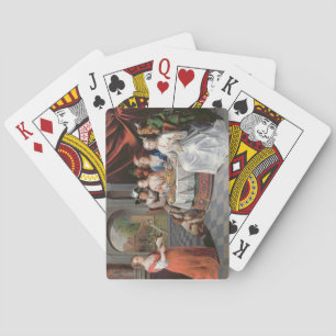 Elegant company dining in an pillared hall (panel) playing cards