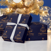 Elegant Company Happy Holidays Navy Blue Gold
