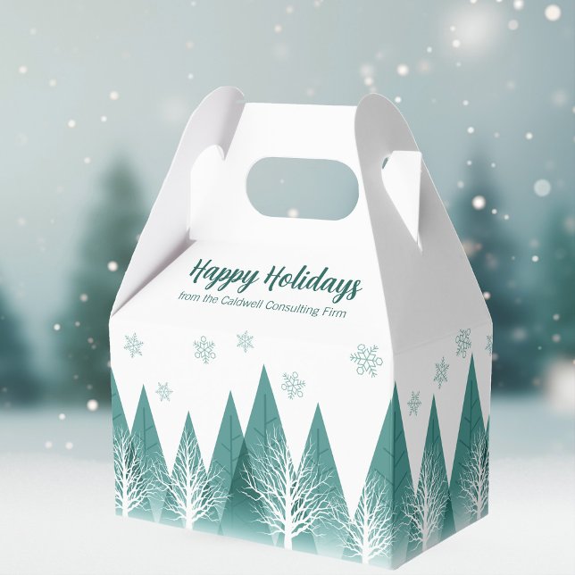 Elegant Company Holiday Party Green Forest Favour Box (Creator Uploaded)