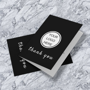 Elegant Company Logo Black & White Professional  Thank You Card
