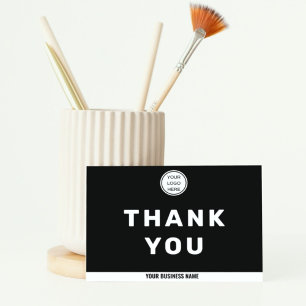 Elegant Company Logo Black & White Professional  Thank You Card