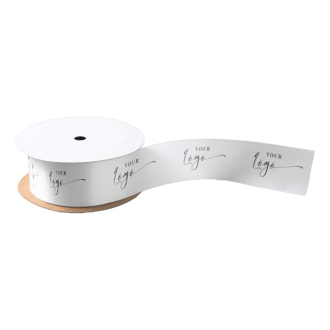 Elegant Company Logo Branded Business White Satin Ribbon (Spool)
