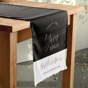 Elegant Company Logo Branded Trade Show Black Short Table Runner