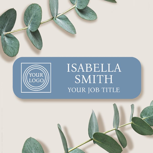 Elegant Company Logo Staff Name Tag Badges Blue (Creator Uploaded)