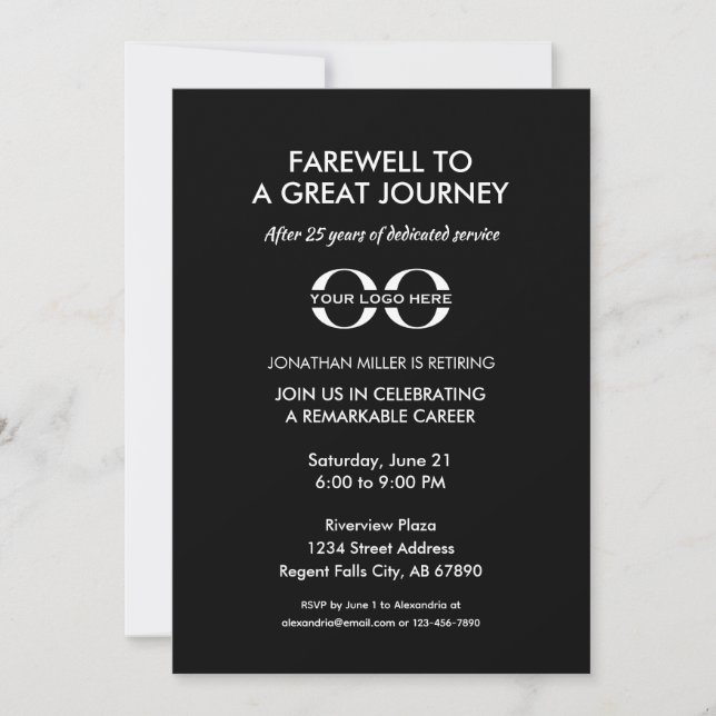 Elegant Company Retirement Celebration Invitation (Front)