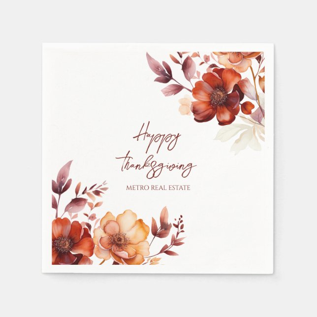 Elegant Company Thanksgiving Party  Napkin (Front)
