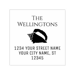 Elegant Conch Shell #2 Beach Name Return Address Self-inking Stamp