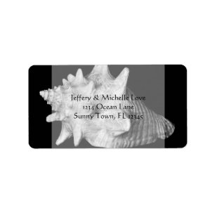 Elegant Conch Shell Beach Black and White Address Label