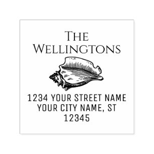 Elegant Conch Shell Beach Name Return Address Self-inking Stamp