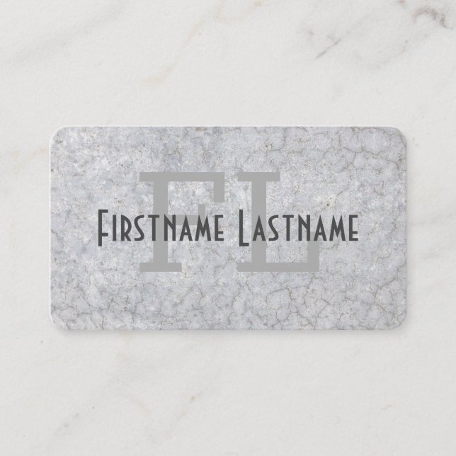 Elegant concrete initials marble stone surface business card (Front)