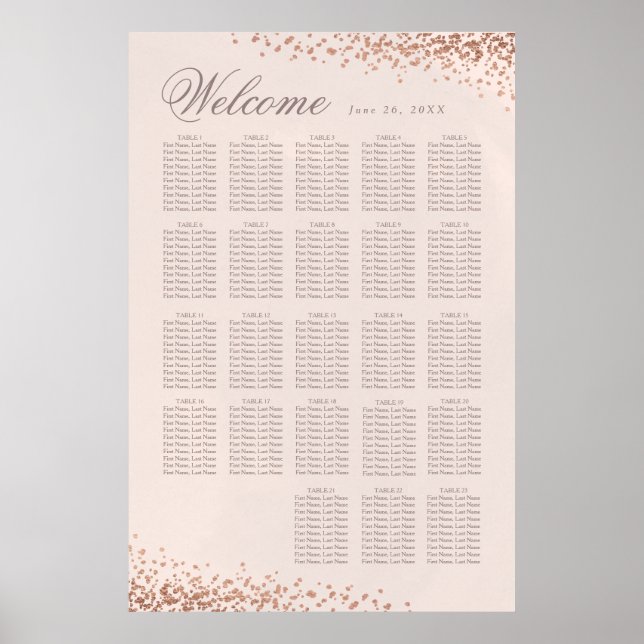 Elegant confetti | 20 + Table Wedding Seating Poster (Front)