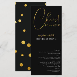Elegant Confetti Birthday Party Menu