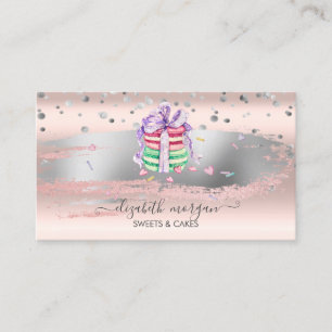 Elegant Confetti,Brush Stroke,Macarons Business Card