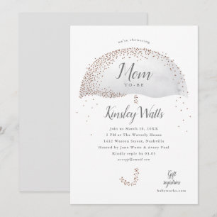 Elegant Confetti Glitter Umbrella Grey Baby Shower Invitation