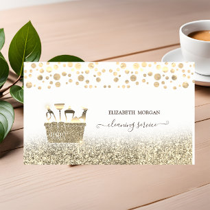 Elegant Confetti Gold Glitter Cleaning Tools Business Card