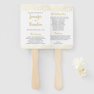 Elegant confetti gold wedding program fan