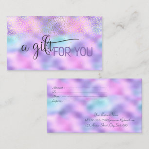 Elegant  Confetti Holographic Iridescent  Discount Card