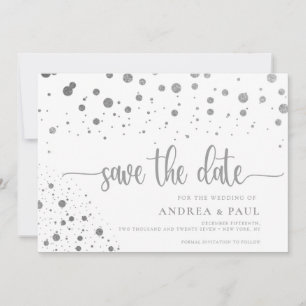 Elegant Confetti Photo Wedding Save The Date