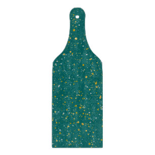 Elegant Confetti Space - Teal Green & Gold,Silver Cutting Board