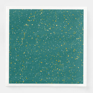 Elegant Confetti Space - Teal Green & Gold,Silver Napkin