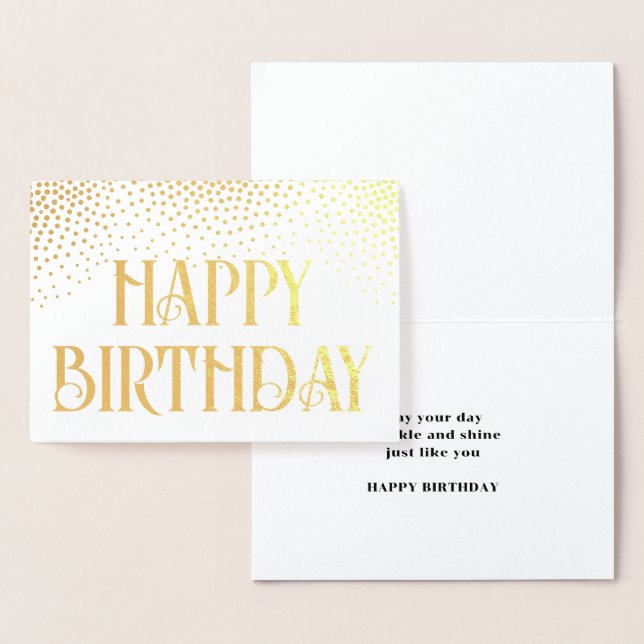 Elegant Confetti Stylish Vintage Happy Birthday Foil Card (Display)