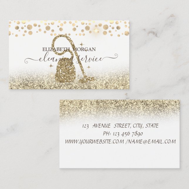 Elegant Confetti  Vacuum cleaner Gold Glitter  Business Card (Front/Back)