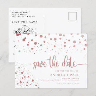 Elegant Confetti Wedding Save The Date Postcard