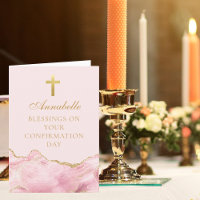 Elegant Confirmation Blessings Pink Gold Custom