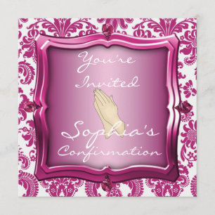 Elegant CONFIRMATION Damask Design INVITATIONS