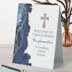 Elegant Confirmation Navy Blue Gold Church