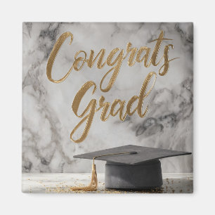 Elegant "Congrats Grad" with Graduation Cap Magnet